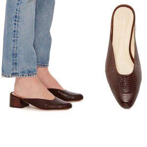 Mari Giudicelli Women's Size 38 US 7.5 Brown Leblon Mules Lizard Skin Flats $700